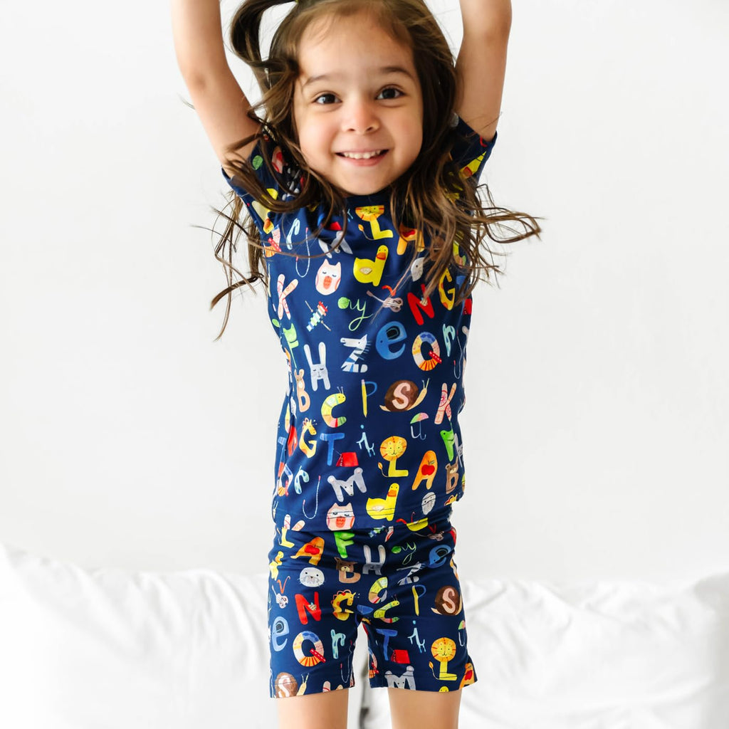 Little Sleepies Pajama Set w/Short Sleeve Shirt & Shorts, Viscose from Bamboo Toddler Pajamas, Girl & Boys Pajamas for Kids