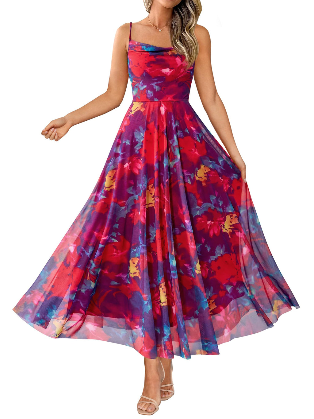 BTFBM Women Summer Floral Maxi Dresses Elegant Spaghetti Strap Dress Printed Party Dress Beach Long Dresses