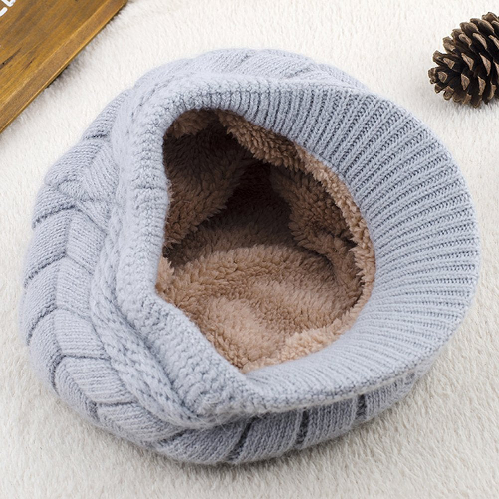 Women Winter Warm Knit Hat Wool Snow Ski Caps with Visor
