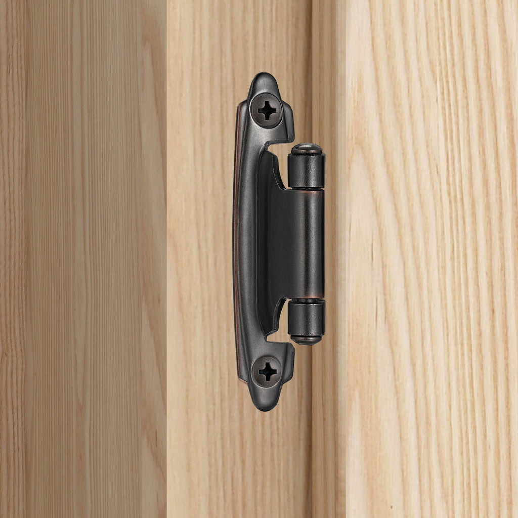 4 Pack (2 Pairs) Antique Brass Self Closing Cabinet Hinges for Kitchen Cabinet Door, 1/2" Overlay (Variable) Semi Concealed Kitchen Cabinet Hinges