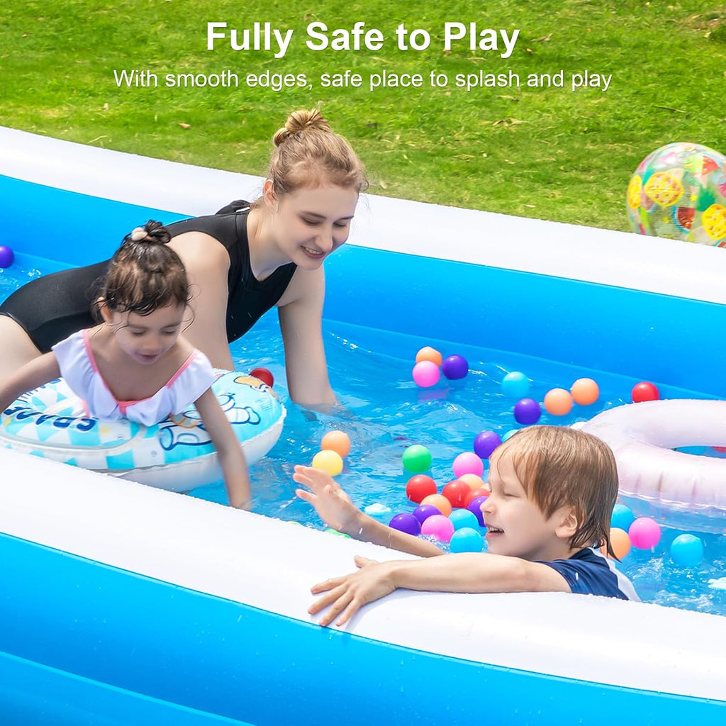 Large Inflatable Pool with Pump - 165'' x 76'' x 22'' Oversized Thickened Blow Up Pool for Adults, Family Swimming Pool for Backyard, Garden and Outdoor Fun