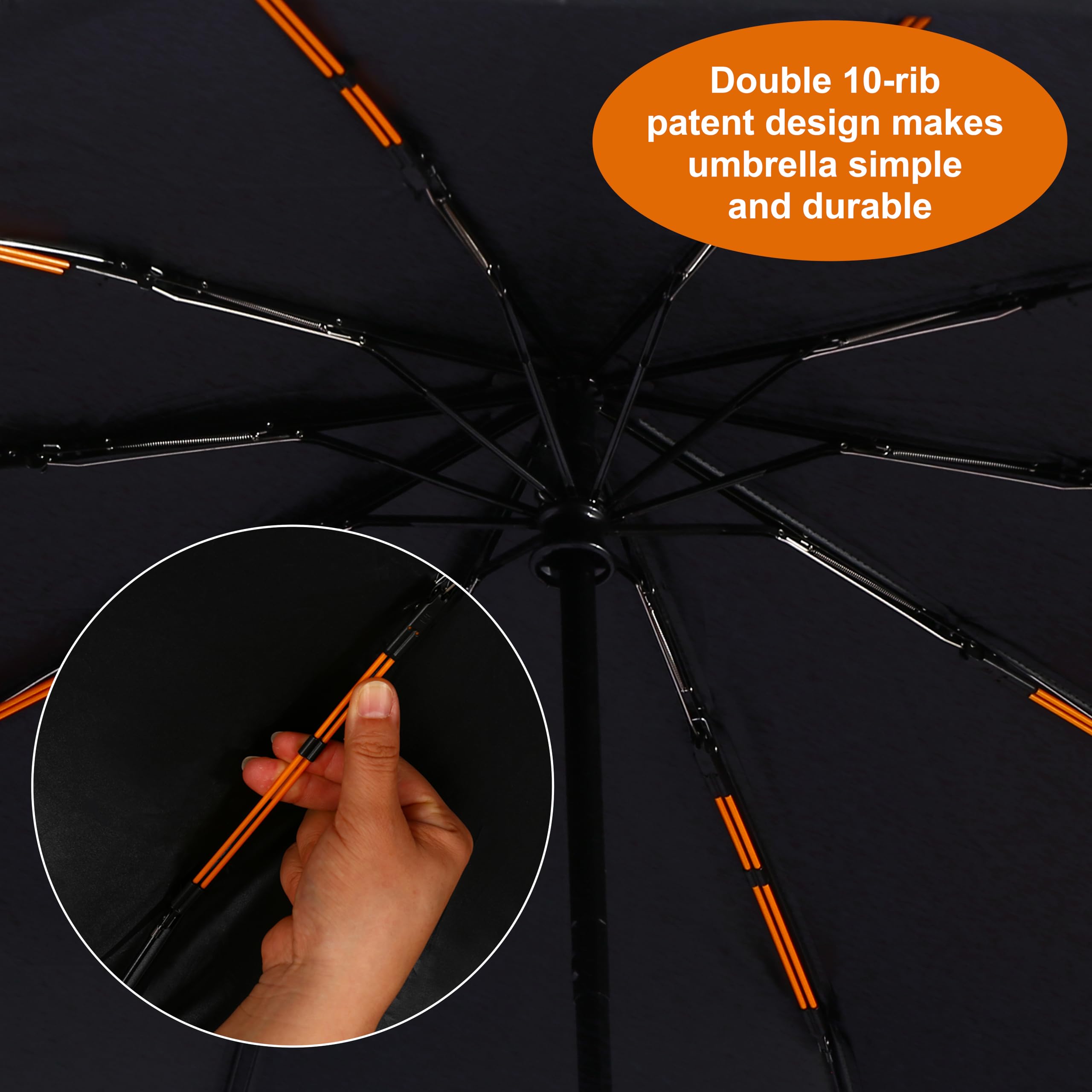 Bluinzi 46 Inch Compact Umbrellas for Rain - Travel Small Umbrella - Automatic Folding Umbrella - Windproof Portable Umbrella, Double 10-rib