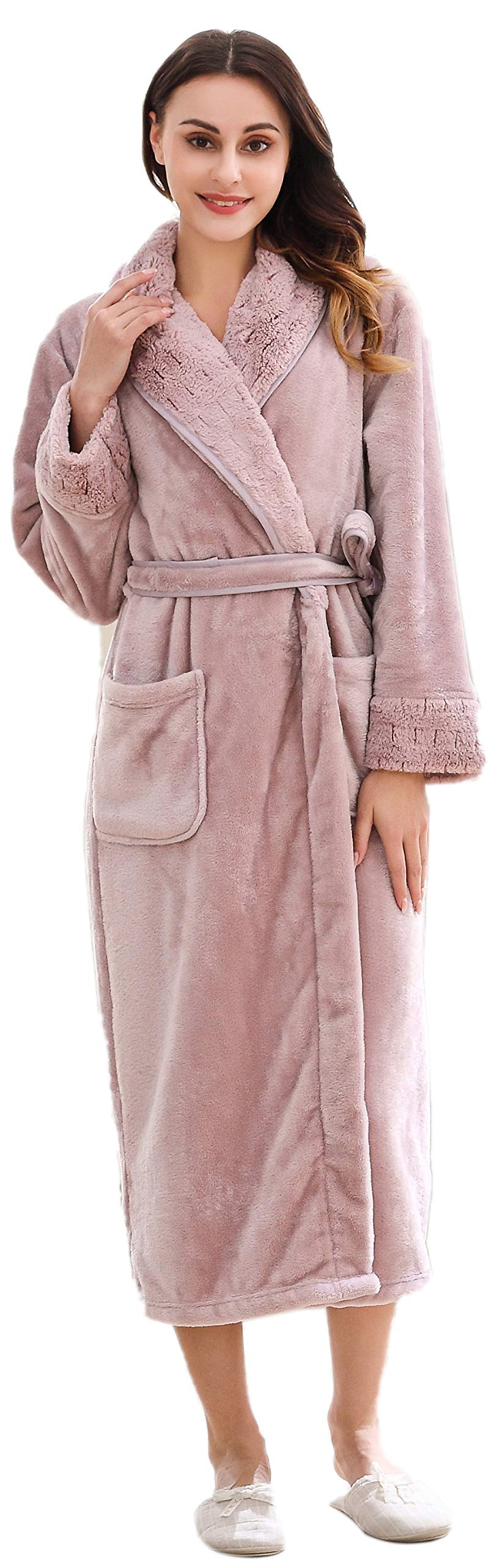 Richie House Women's Plush Soft Warm Fleece Bathrobe Robe RH1591