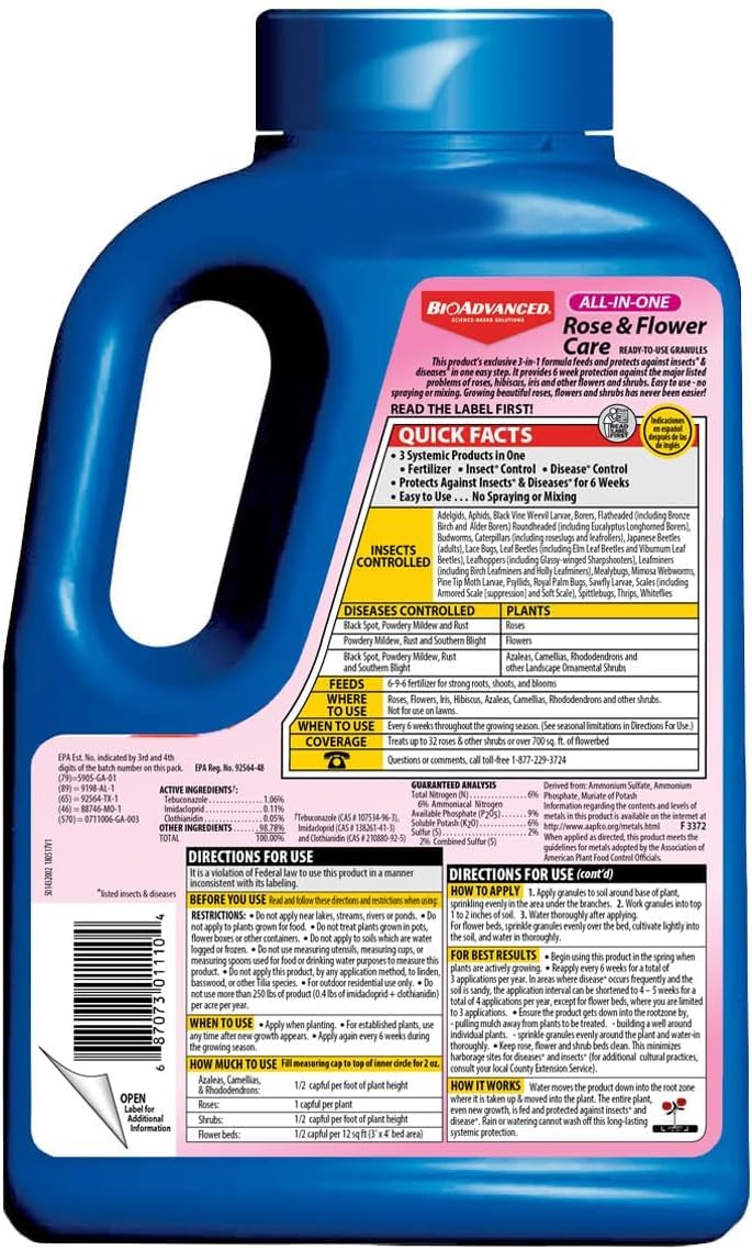 BioAdvanced All-In-One Rose and Flower Care Fertilizer, Concentrate, 32 oz, Rose Fertilizer and Disease Control