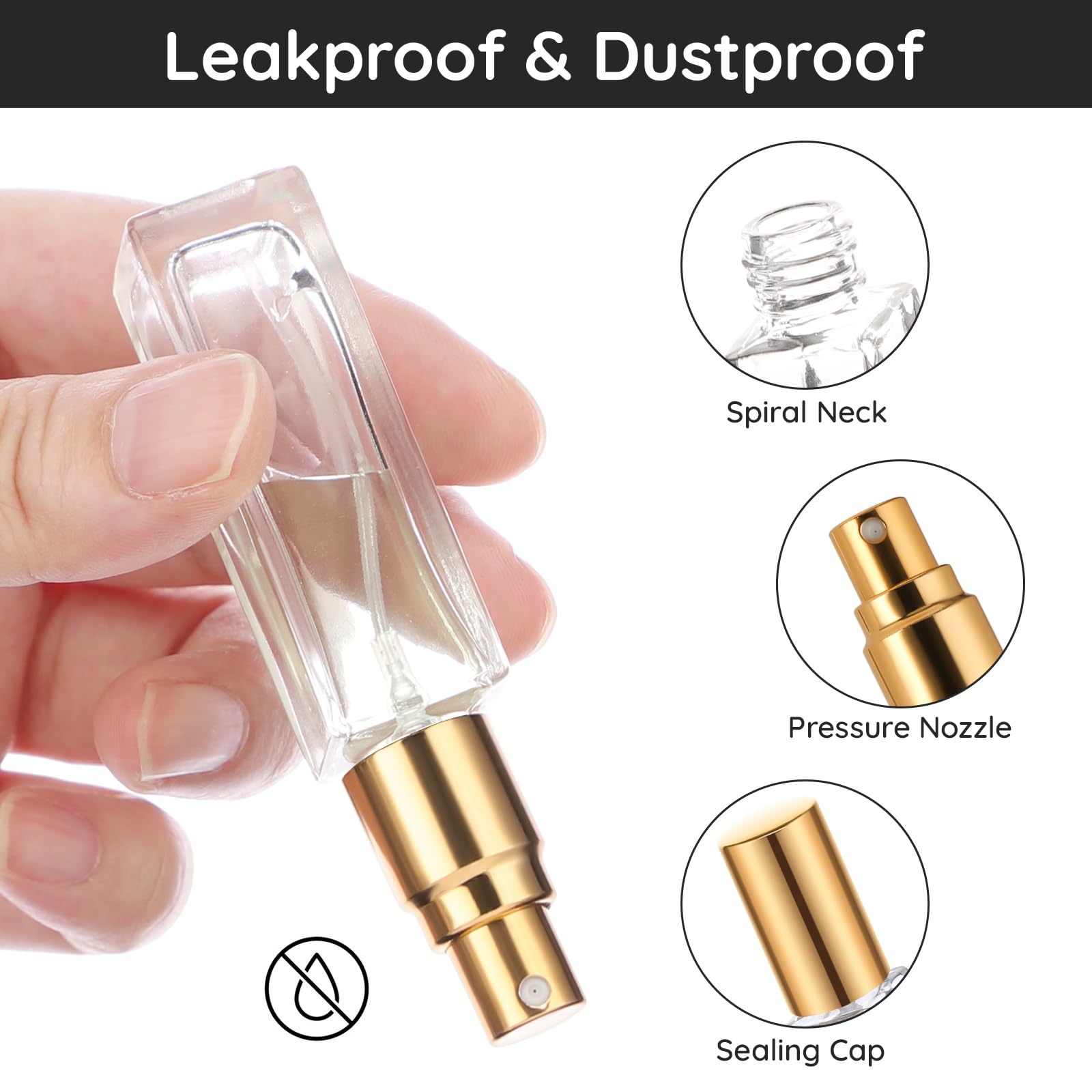 Segbeauty 0.34oz Mini Perfume Spray Bottles, 10Pack 10ml Glass Travel Perfume Atomizer Refillable, Small Empty Cologne Atomizer for Frangrance, Sample Cologne Bottles Sprayer with Refill Tool