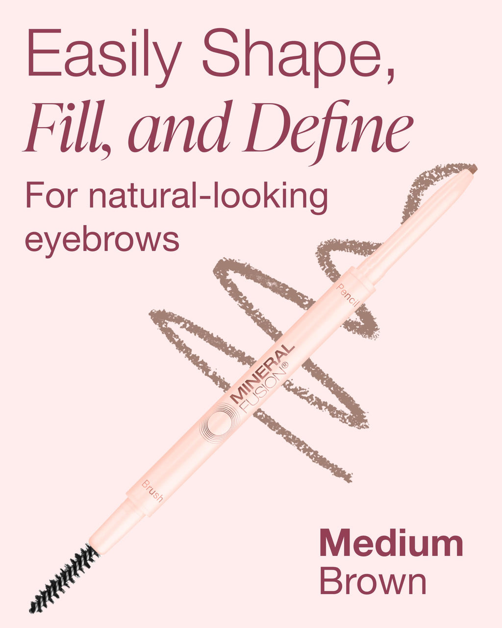 Mineral Fusion Retractable Brow Pencil (Blonde) - TZR 2025 Beauty Heroes Award Winner - Shape & Define Eyebrow with Blending Spoolie Brush - Velvety Smooth, Long-Lasting Color - Vegan Formula