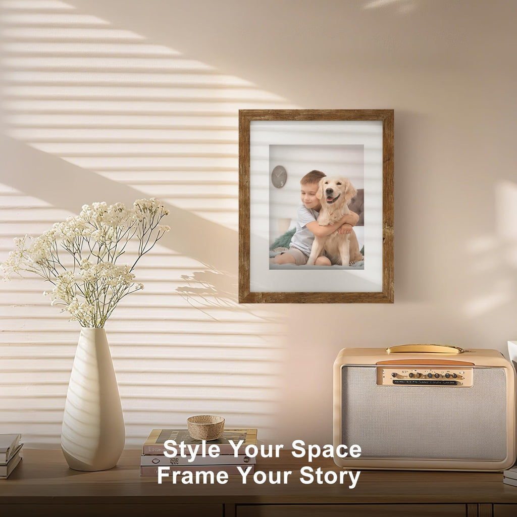 TOFOREVO Picture Frames 4x4 Set of 2 Black Wood Grain Photo Frame for Gallery Wall Mounting or Tabletop Display