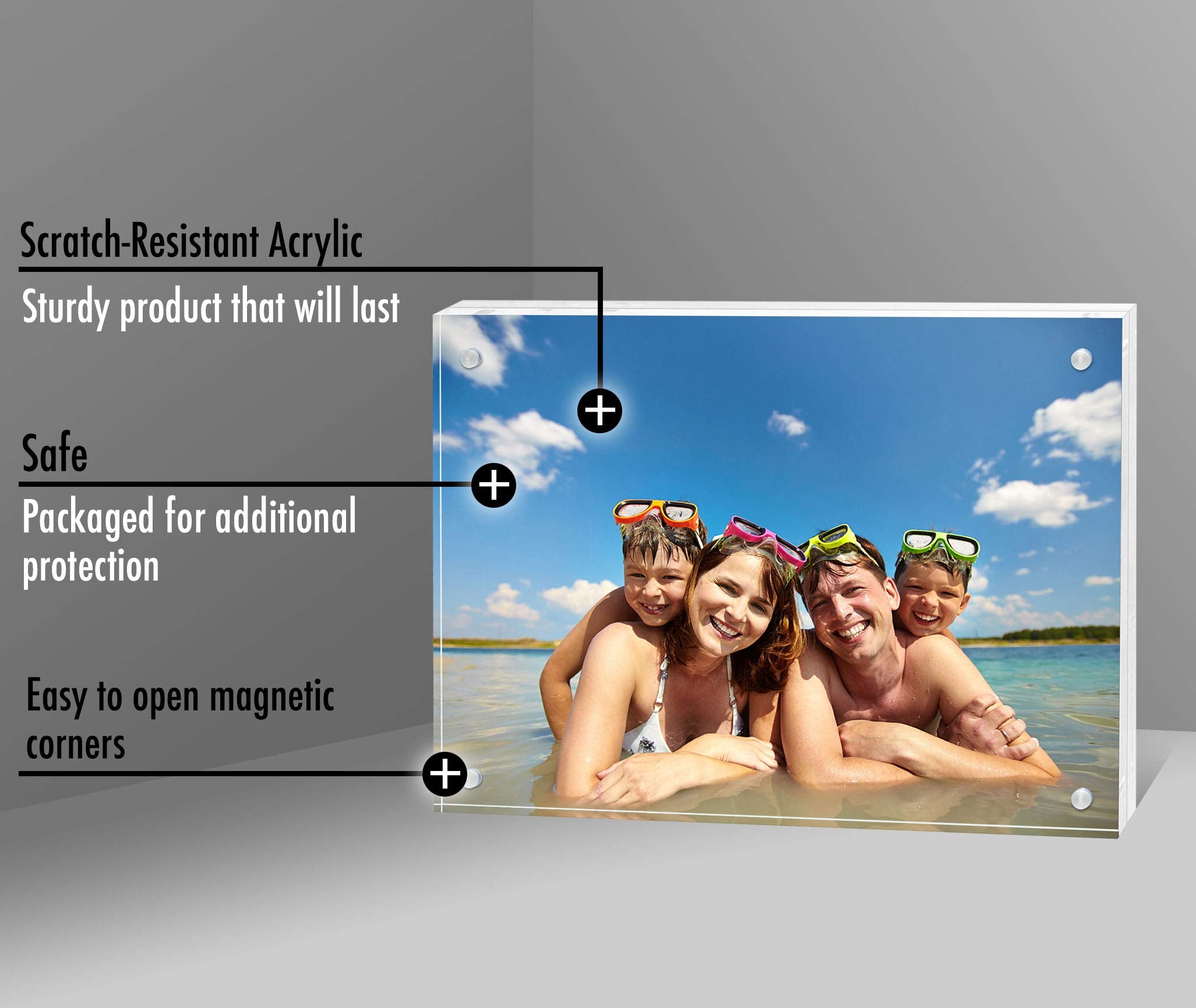 Americanflat 3.5x5 Acrylic Picture Frame - Double Sided Frames with Magnetic Corners - Transparent Acrylic Frames for Desk or Tabletop Display - 3.5x5 Picture Frame with Microfiber Cloth Included