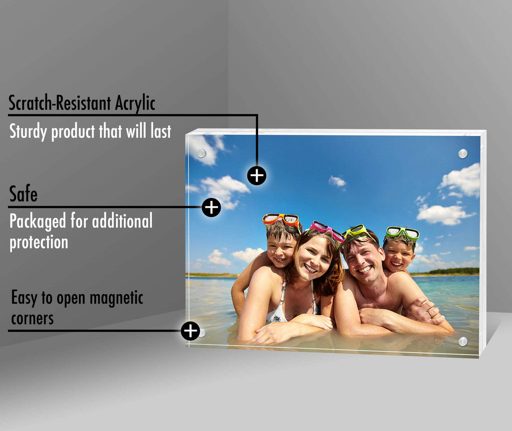 Americanflat 3.5x5 Acrylic Picture Frame - Double Sided Frames with Magnetic Corners - Transparent Acrylic Frames for Desk or Tabletop Display - 3.5x5 Picture Frame with Microfiber Cloth Included