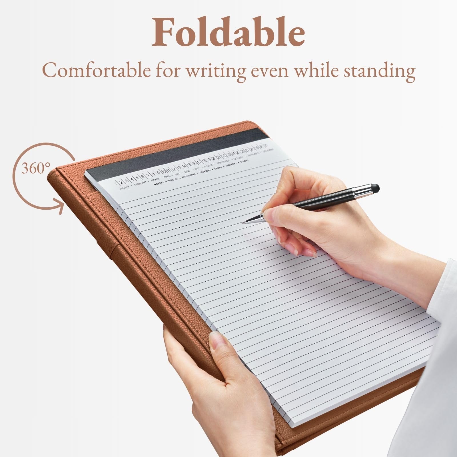 Padfolio Portfolio Resume Folder with Pocket, Premium Faux Leather Interview Writing Legal Pads Document Organizer Portfolio with Business Card Holder (Black)