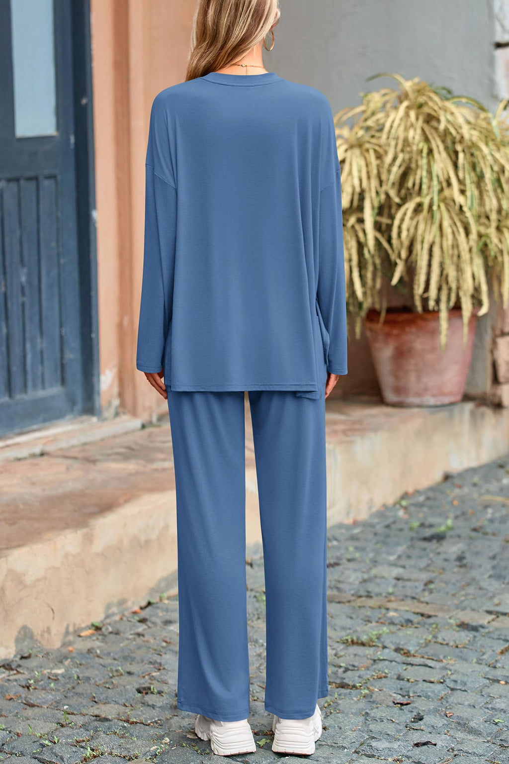 PRETTYGARDEN Women's Two Piece Lounge Sets Matching Long Sleeve Shirts Wide Leg Pants Tracksuits Travel Outfits Fall Clothes