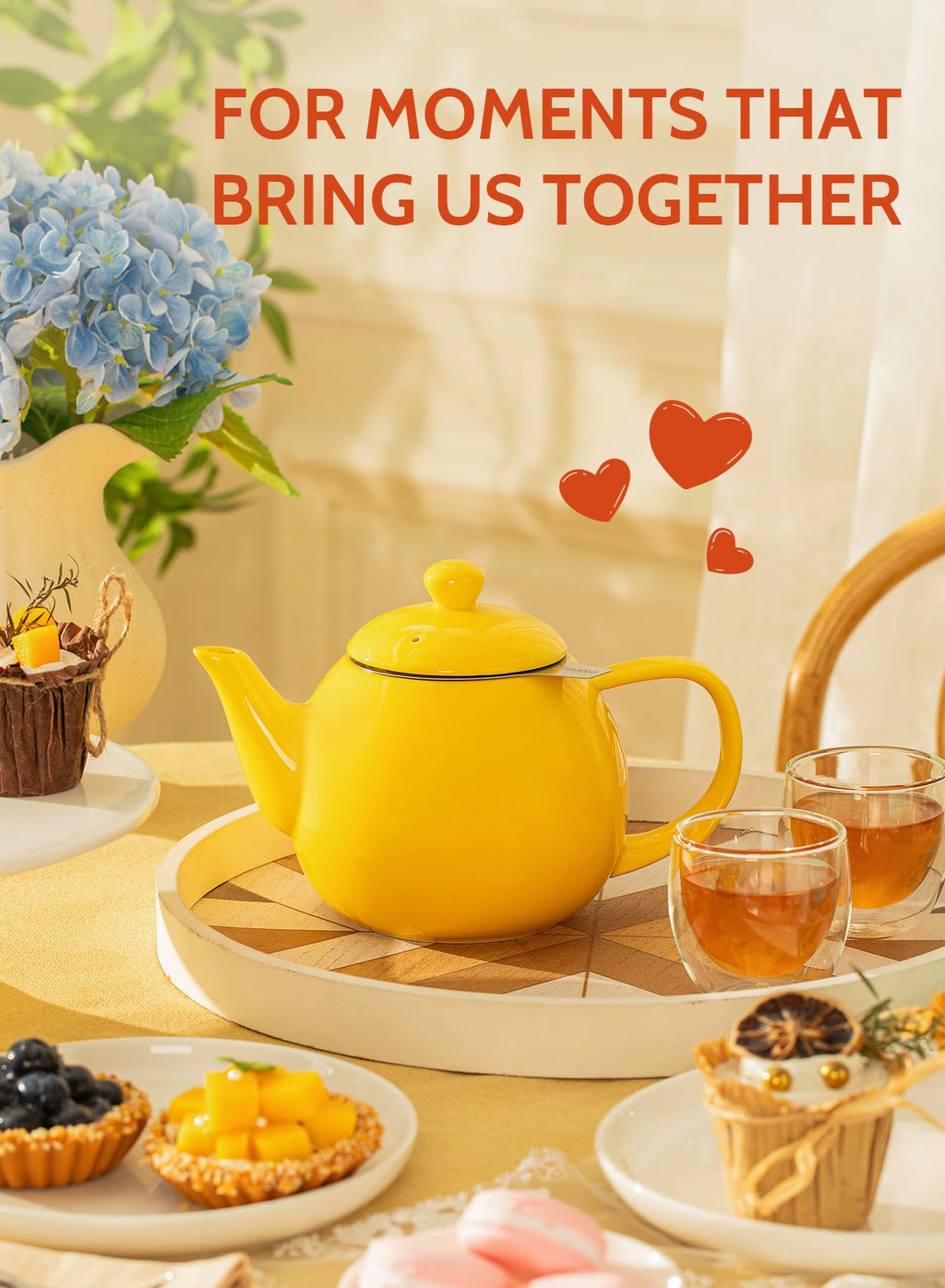 Sweese Porcelain Teapot 27 oz with Infuser for Loose Leaf Tea, Bluish Grey
