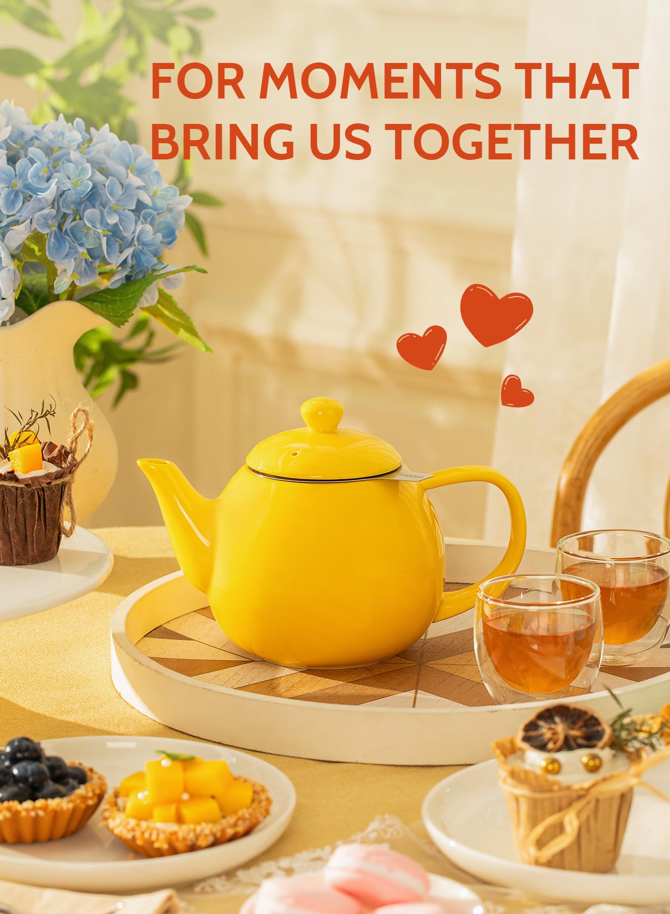 Sweese Porcelain Teapot 27 oz with Infuser for Loose Leaf Tea, Bluish Grey