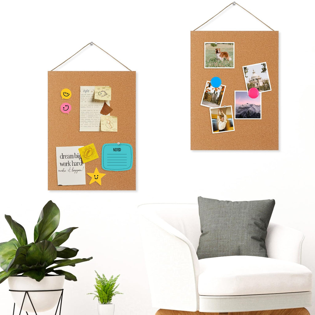 DOLLAR BOSS Black Cork Board with Linen Double-Sided 16''X 12'', Black Cork Boards for Walls, Wood Frame Bulletin Board Hanging Pin Board, Cork Board for Office Home School 1-Pack