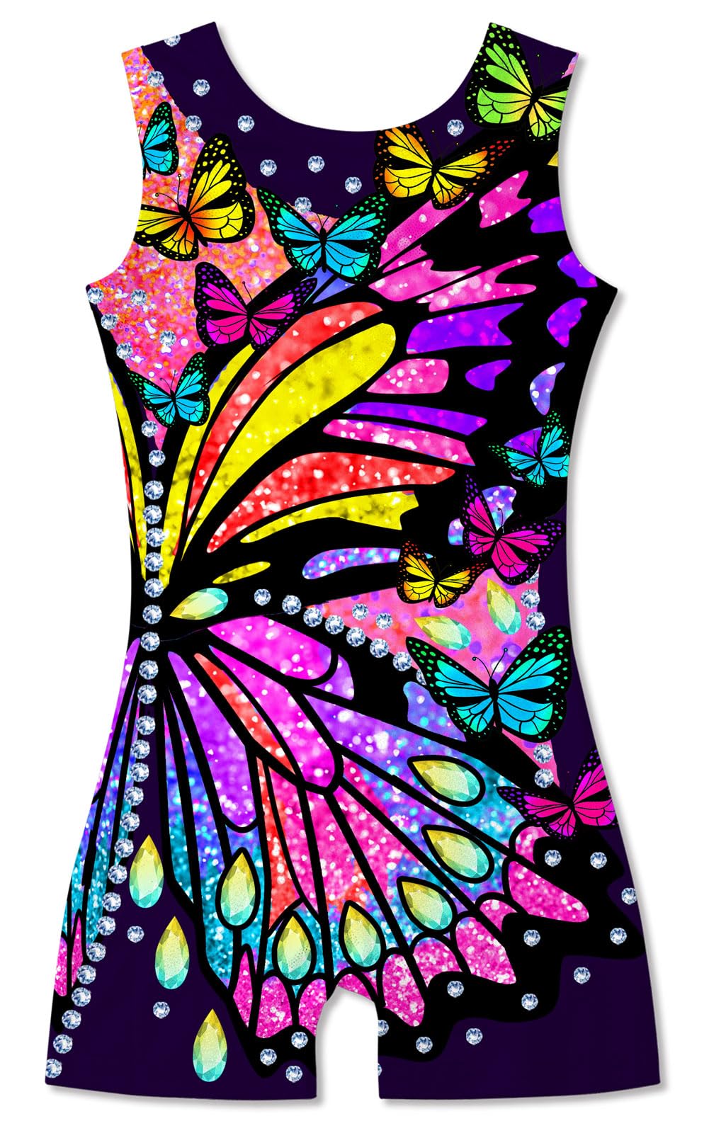 Funnycokid Gymnastics Leotards for Girls with Shorts Sparkly Kids Biketards Dance Unitard 3-10 Years