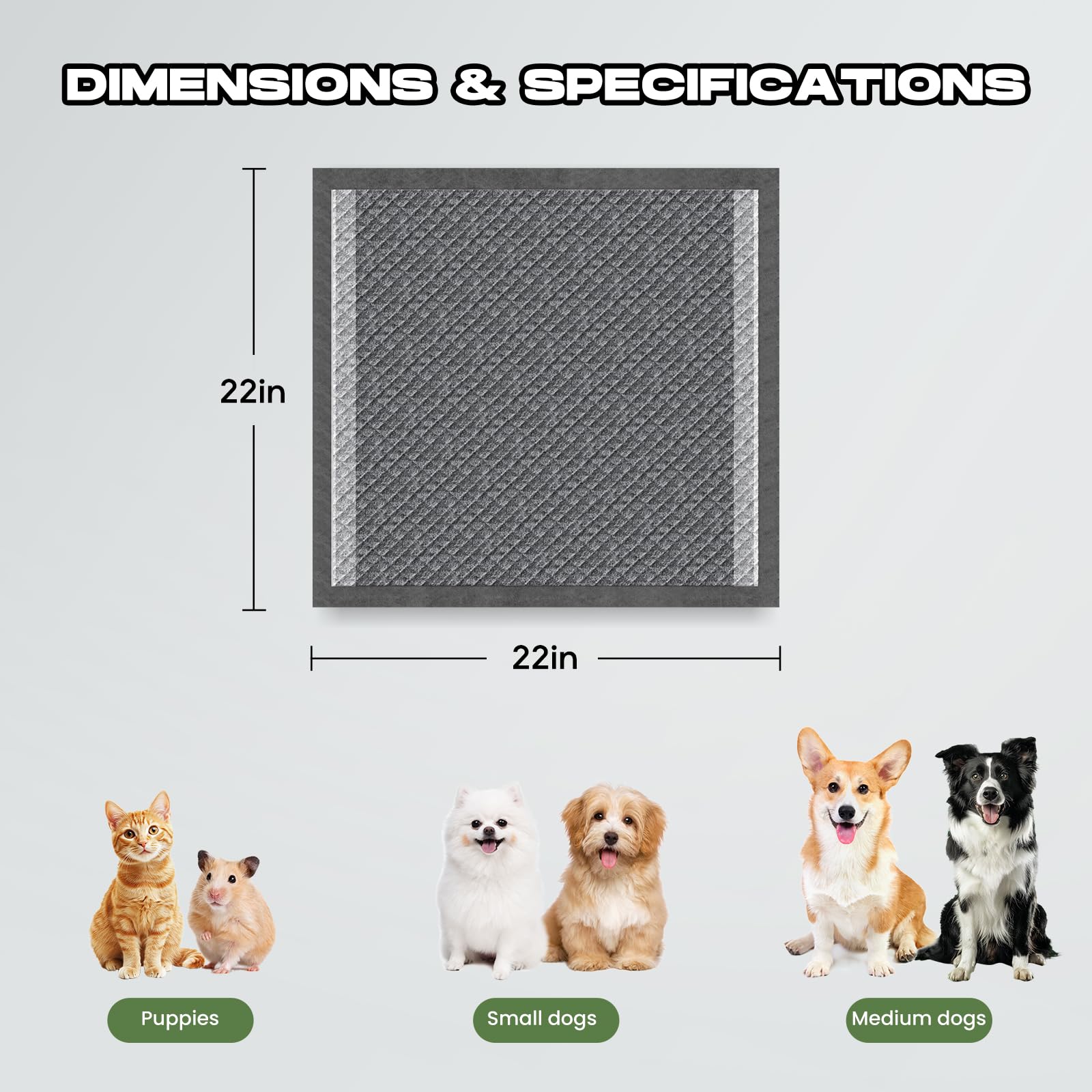 Puppy Pads 30 Count Small 22x22in Bamboo Training Pads Deodorizing Leakproof Quick Drying Dog Pee Pads Super Absorbent Disposable Pee Pads for Dogs Puppies, Doggie, Cats, Rabbits