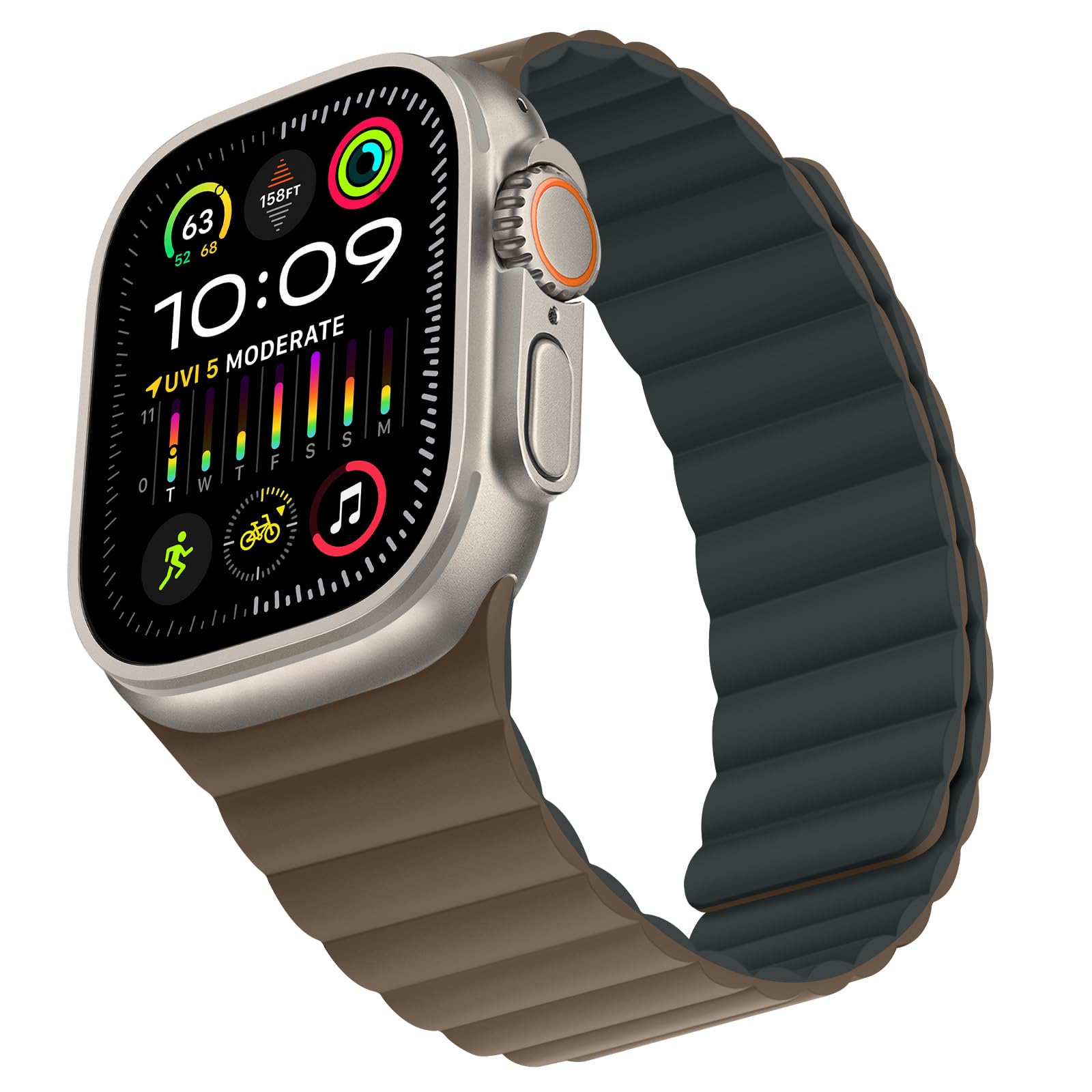 Bisikor Compatible with Apple Watch Band 49 46 45 44 42 41 40 38mm, Double Sided Wearable Silicone Magnetic Strap for iWatch Ultra SE Series 11 10 9 8 7 6 5 4 3 2 1 (38/40/41/42, Beige/Gray)