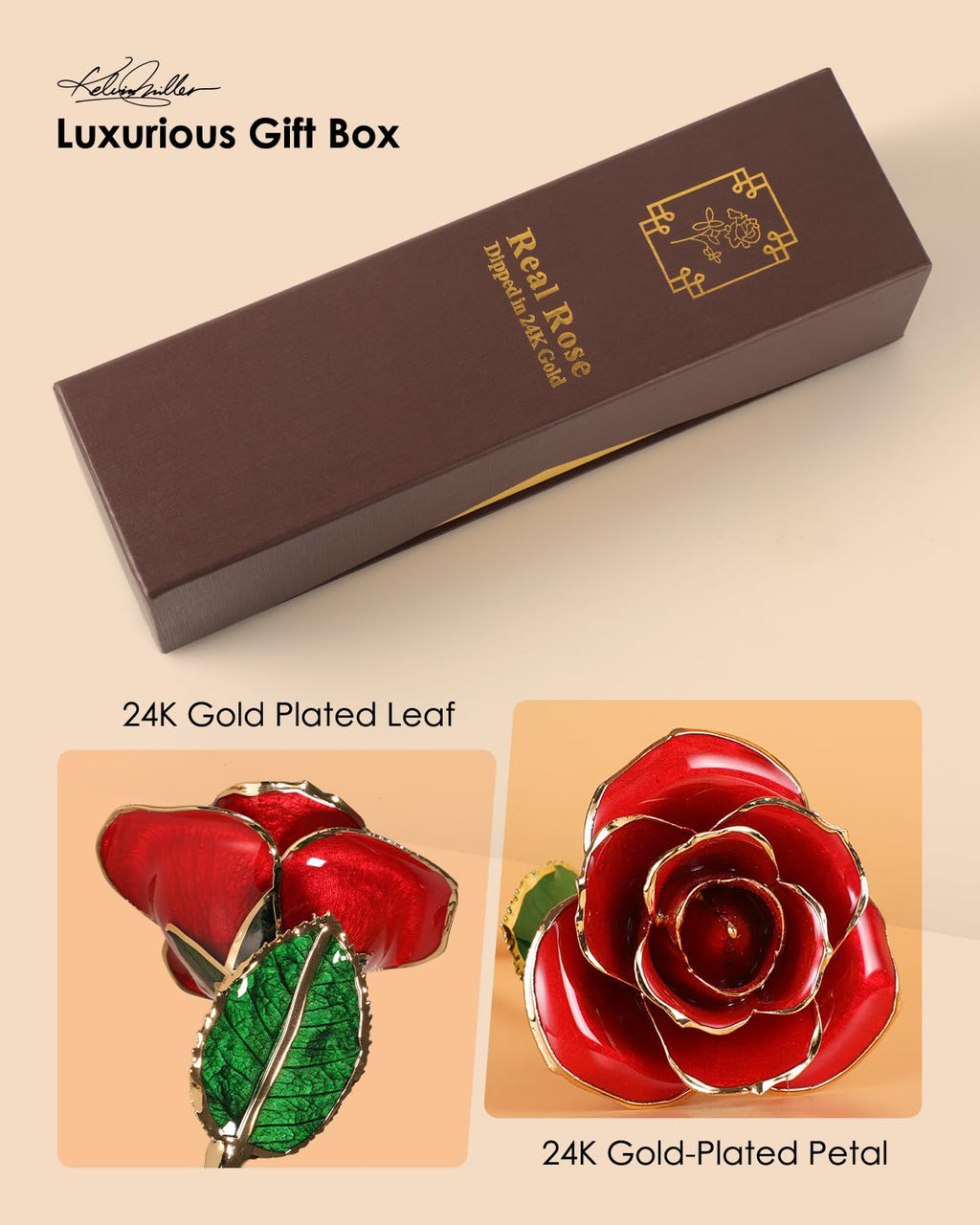 24K Gold Dipped Real Rose – Handcrafted, Bold, One of a Kind – Romantic Gift for Her – Ideal for Birthday, Anniversary, Mother’s Day, Valentine’s (Black)