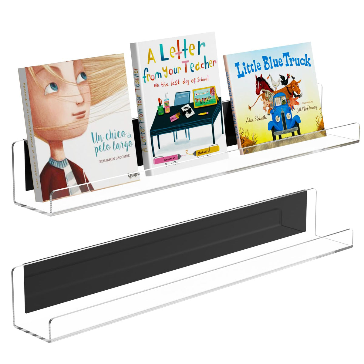Magnetic Book Shelf for Whiteboard, Reusable Acrylic Book Display Shelf with Strong Adsorption Capacity, Magnetic Book Holder for Classroom Refrigerator Office Teacher Kids, Black