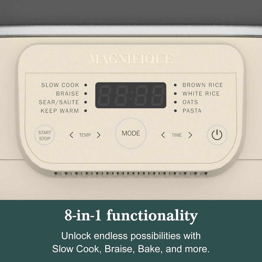 MAGNIFIQUE 6 Quart Multi-Cooker, with 8-in-1 Casserole Programmable Slow Cooker, Dutch Oven, Pasta, Nonstick, Oven Safe Pot to 500°F Brown Sugar