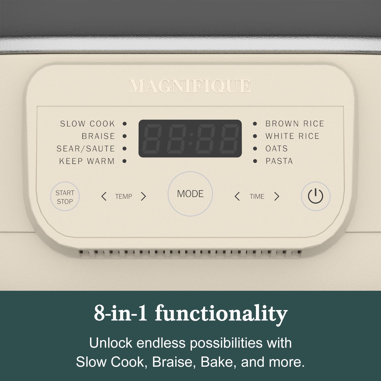 MAGNIFIQUE 6 Quart Multi-Cooker, with 8-in-1 Casserole Programmable Slow Cooker, Dutch Oven, Pasta, Nonstick, Oven Safe Pot to 500°F Brown Sugar