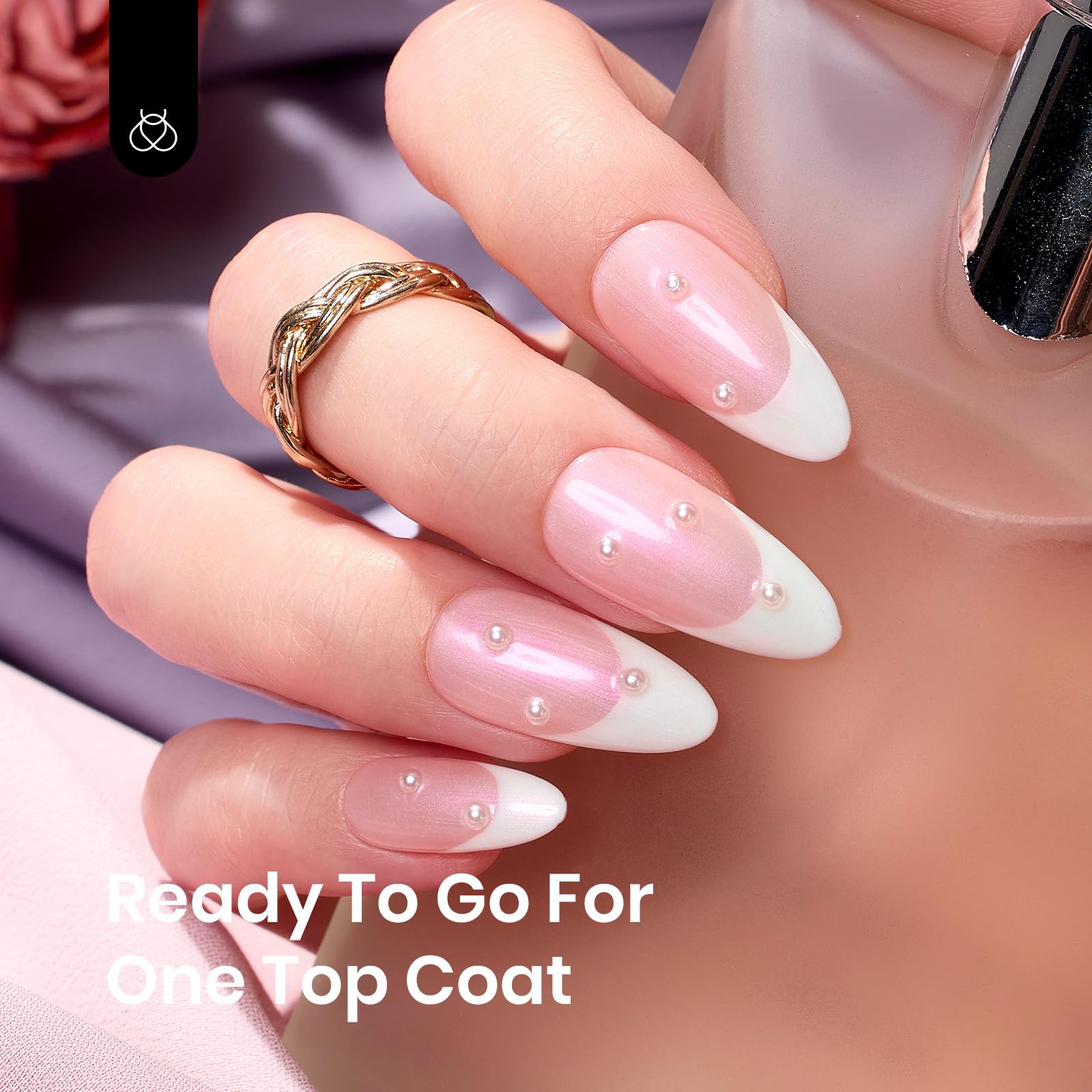 Beetles Heart Gel Top Coat 15ml - Hema Free Glitter Shine No Wipe Top Coat Long-Lasting for Gel Polish, Pink Heart Sparkle Soak Off UV LED Gift for Women