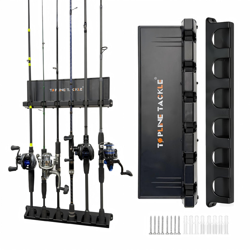 2 Set Vertical Fishing Rod Holders for Garage, Wall Mounted Fishing Pole Holders, Fishing Rod Rack for Storage 12 Rods