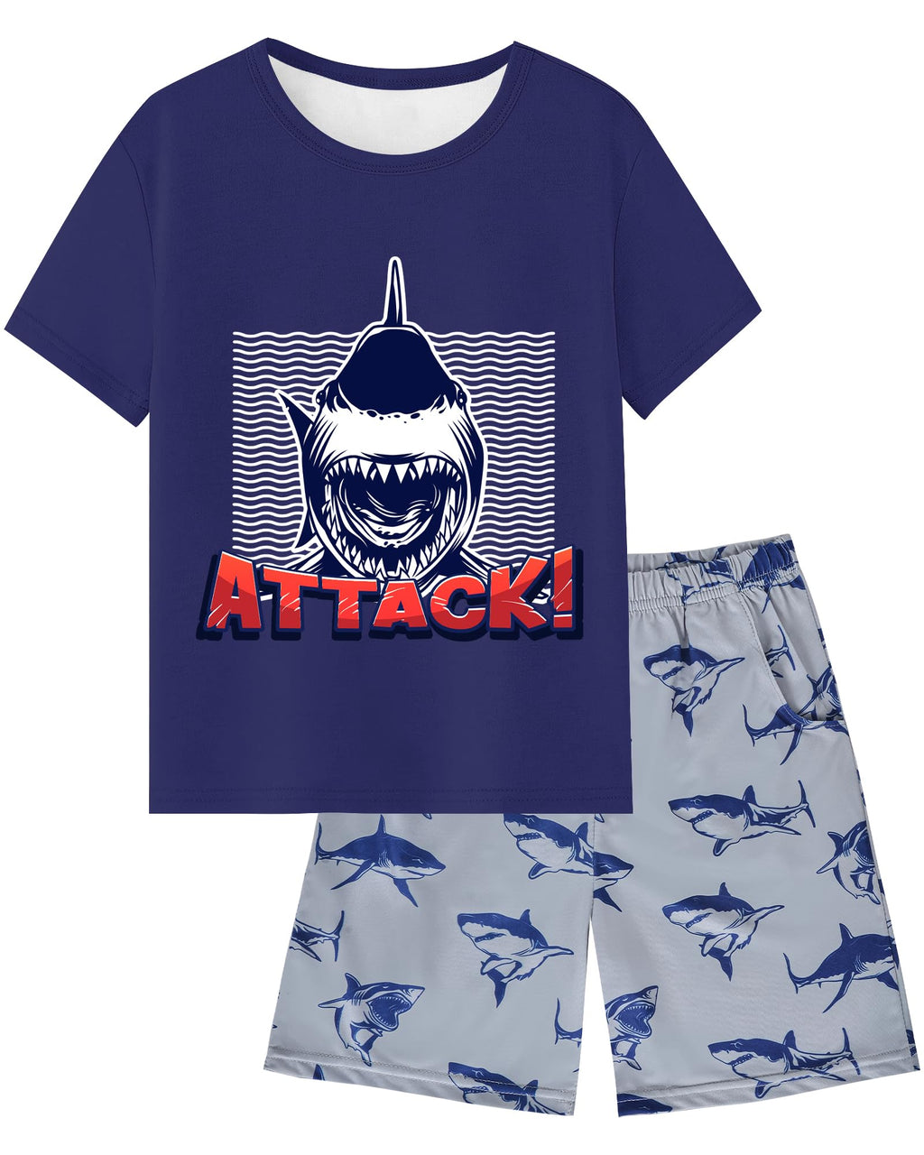 Fiodrimy Boys Pajamas Big Boys Summer PJs Set 2 Piece Kid Short Sleeve Sleepwear Nightwear Size 8-14