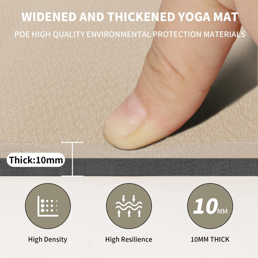 Large Yoga Mat (6'x 4')-POE 0.28''/0.32''/0.4'' Thick Fitness Mat, Eco-Friendly Exercise Mat for Home Workouts, Ideal for Yoga and Pilates