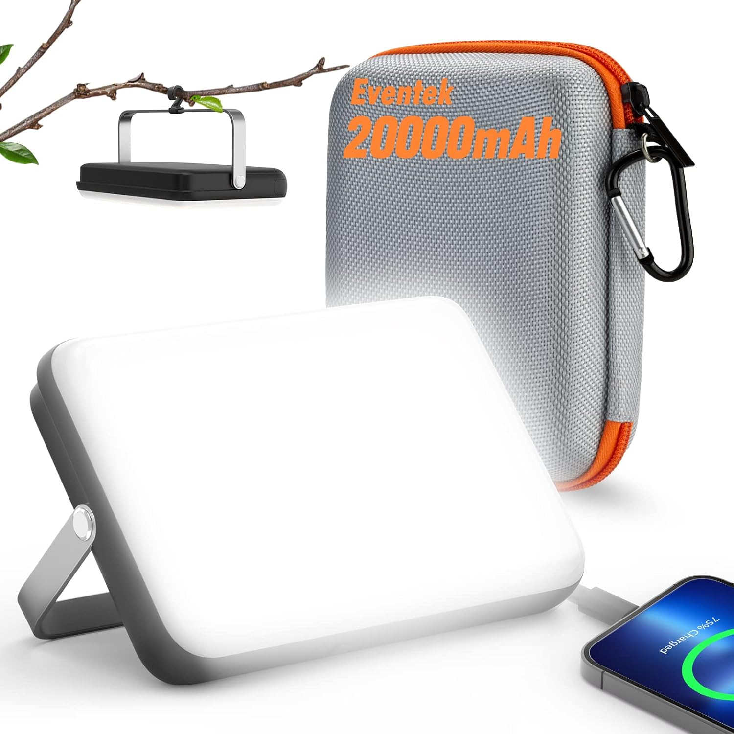 Eventek 20000mAh Rechargeable LED Camping Lantern - Ultra Bright Camping Lights & Portable Power Bank, 144H Long Runtime, IPX5 Waterproof Emergency Lights for Home Power Outages, Hurricane Gear
