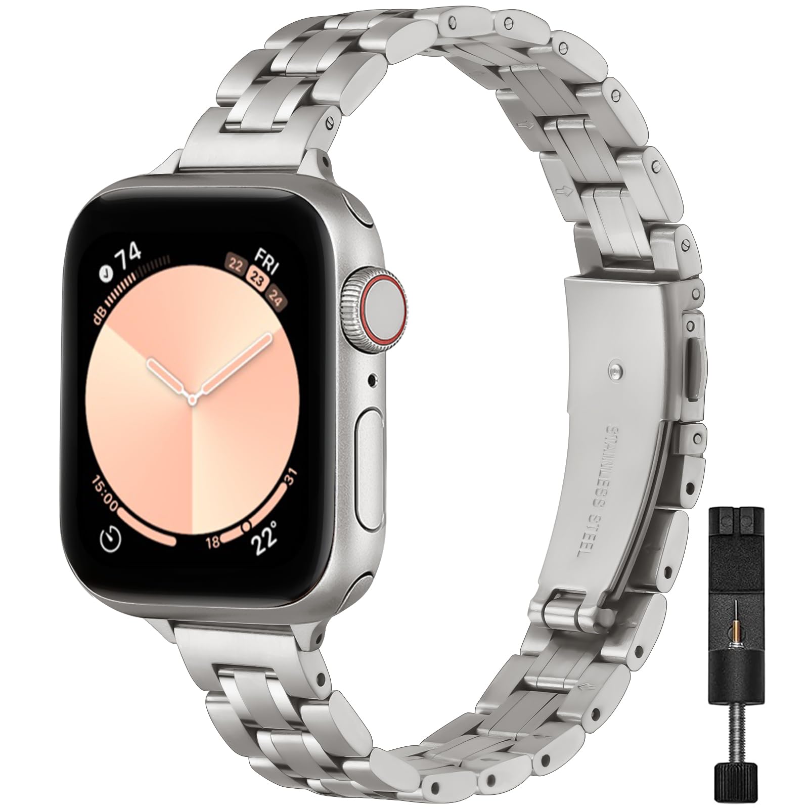 STIROLL Thin Replacement Band Compatible for Apple Watch 38mm 40mm 41mm 42mm(Series 11 10), Stainless Steel Metal Wristband Women Men for iWatch Ultra SE Series 9 8 7 6 5 4 3 2 1, Black