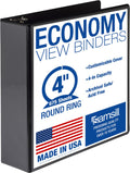 Samsill 1 Inch 3 Ring Binders, Economy Round Ring, Clear View Cover, 200 Sheet Capacity - for School, Home, Office - Blue, 4 Pack