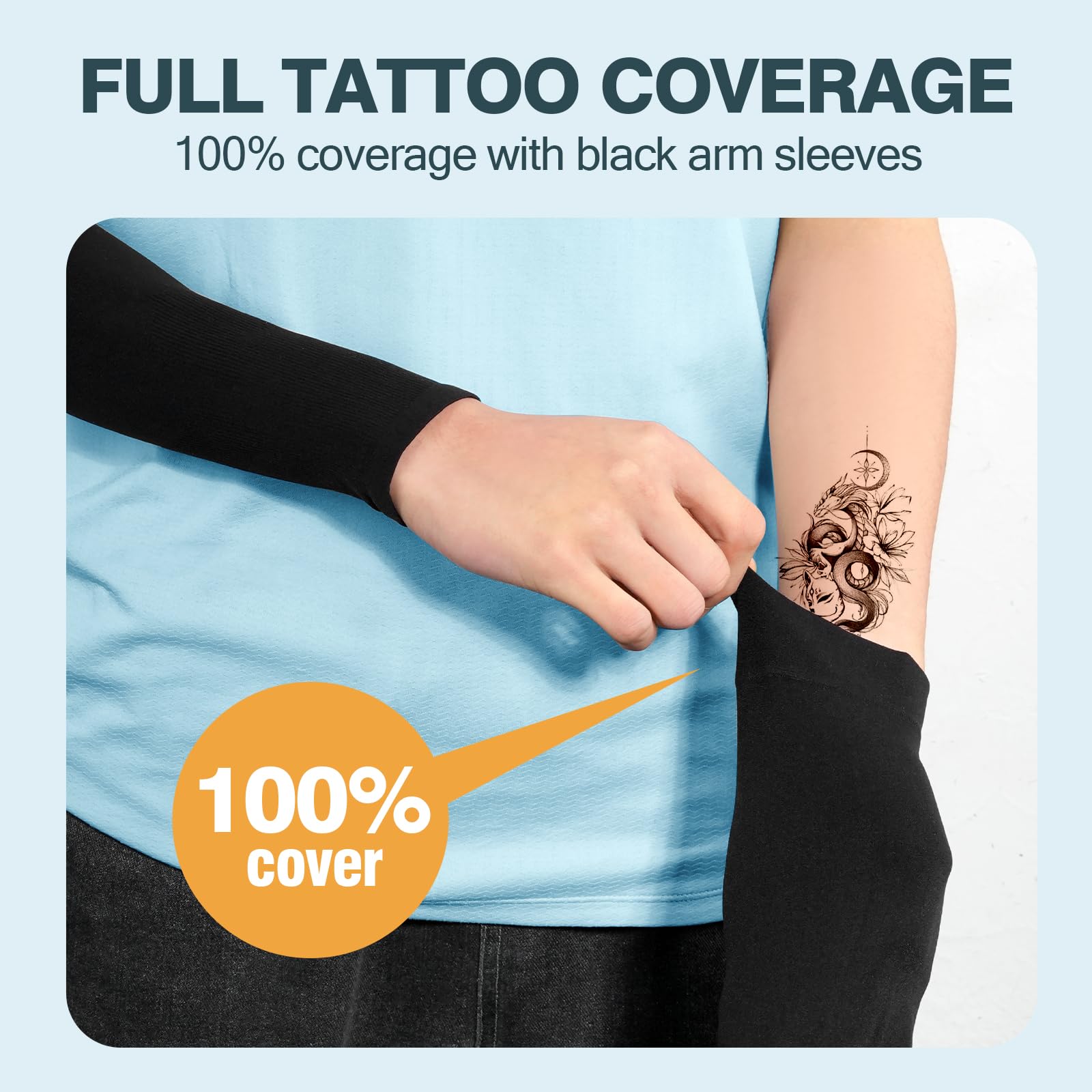 2 Pairs UV Protection Cooling Arm Sleeves Compression Sun Sleeves for Men Women Youth, Tattoo Cover Up, UPF 50