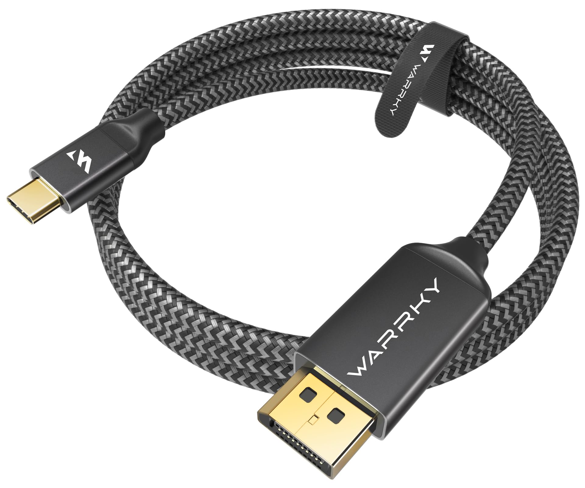 Warrky USB C to DisplayPort Cable for Office and Gaming (8K 60Hz, 4K 240/144Hz) Aluminum Type-C to Display Port (DP) Cord [Thunderbolt 3/4 Compatible] for iPhone 15 Series, iPad, Galaxy -3.3ft
