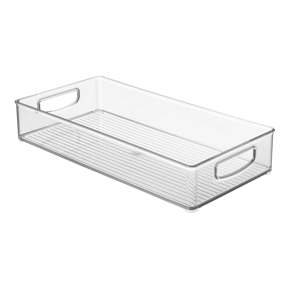 iDesign Slim Extra Long Clear Storage Bin | Narrow, Stackable, Kitchen or Pantry Organizer