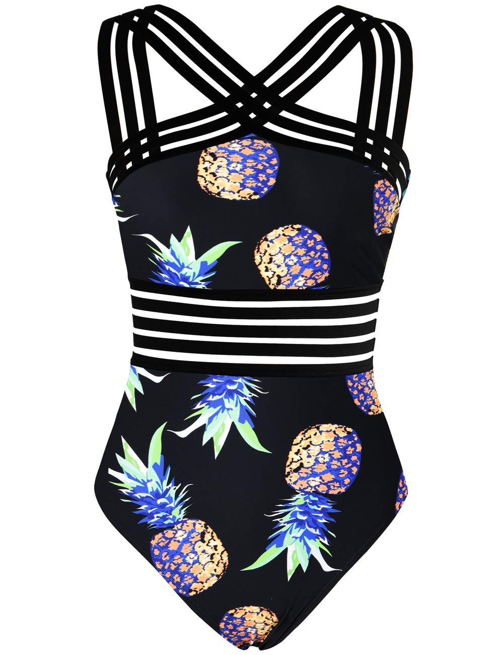 Hilor Women's Tummy Control Swimsuits Slimming One Piece Bathing Suits Front Crossover Swimwear