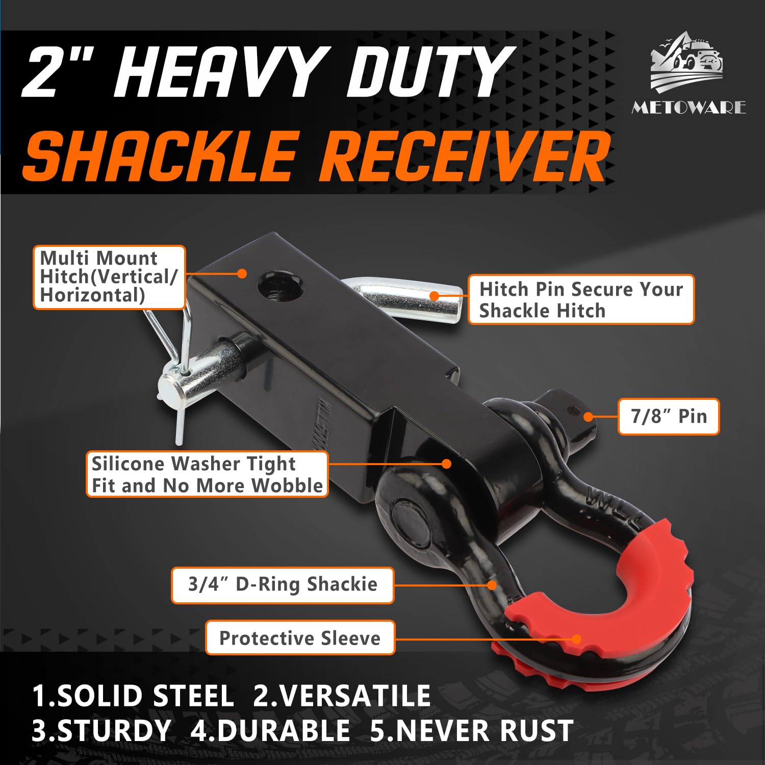 METOWARE Recovery Tow Strap Kit 3" x 20ft, Heavy Duty Recovery Strap 35,000lbs Break Strength with 3/4" D Ring Shackles(2pcs) & Storage Bag, Emergency Off Road Towing Rope for SUV, UTV, ATV, Truck