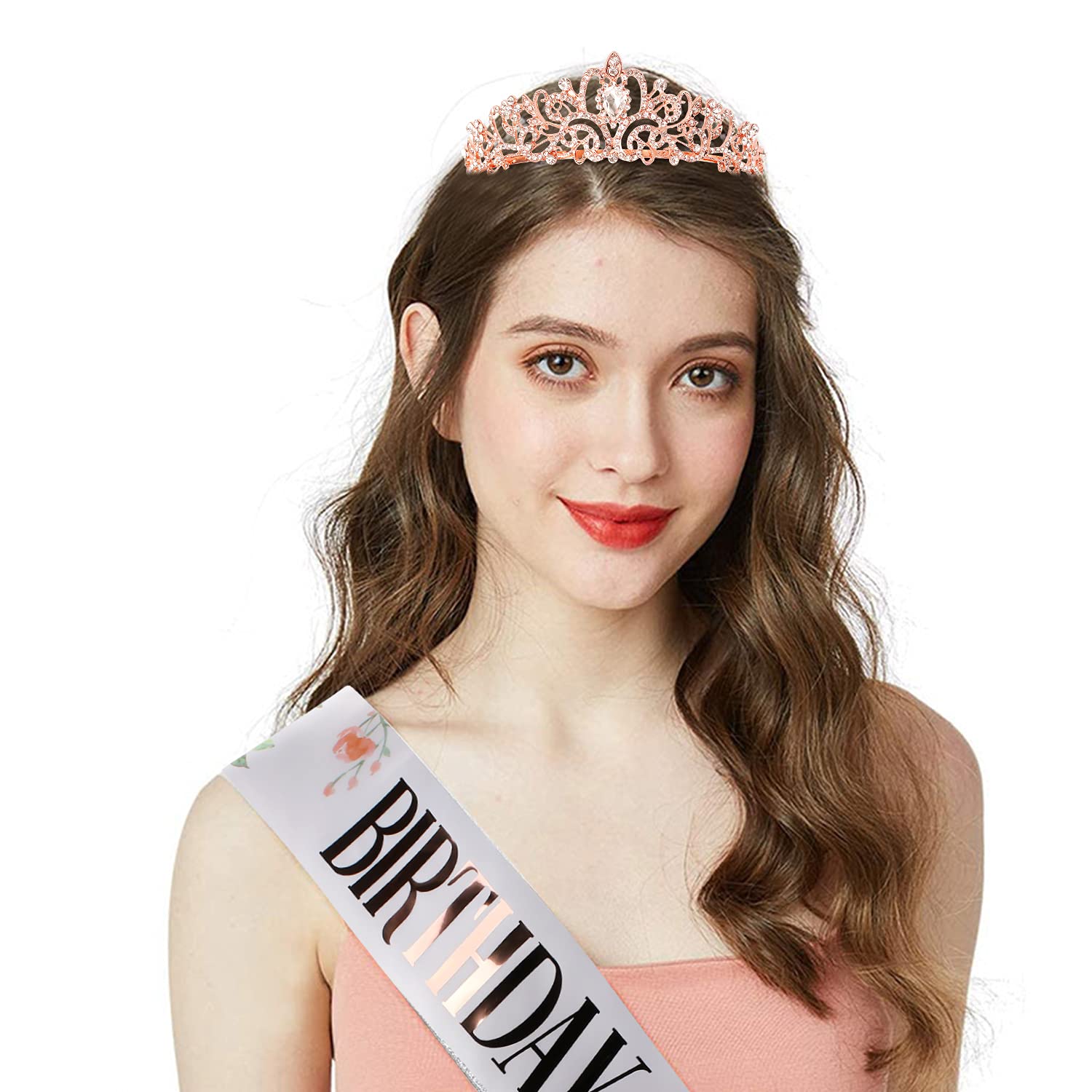COCIDE Birthday Silver Tiara and Crowns Kit - Silver Tiara, Crown, Sash, Rhinestone Headband, Glitter Sash for Women & Girls Birthday Party Decorations