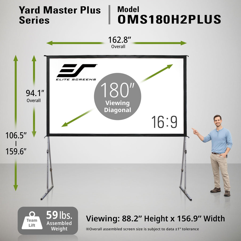 Elite Screens 100-inch Wraith Veil DUAL, 16:9, 0.8 Gain, 150° Viewing Angle, Front & Rear Projection Screen, Yardmaster 2 OMS100H2-Dual