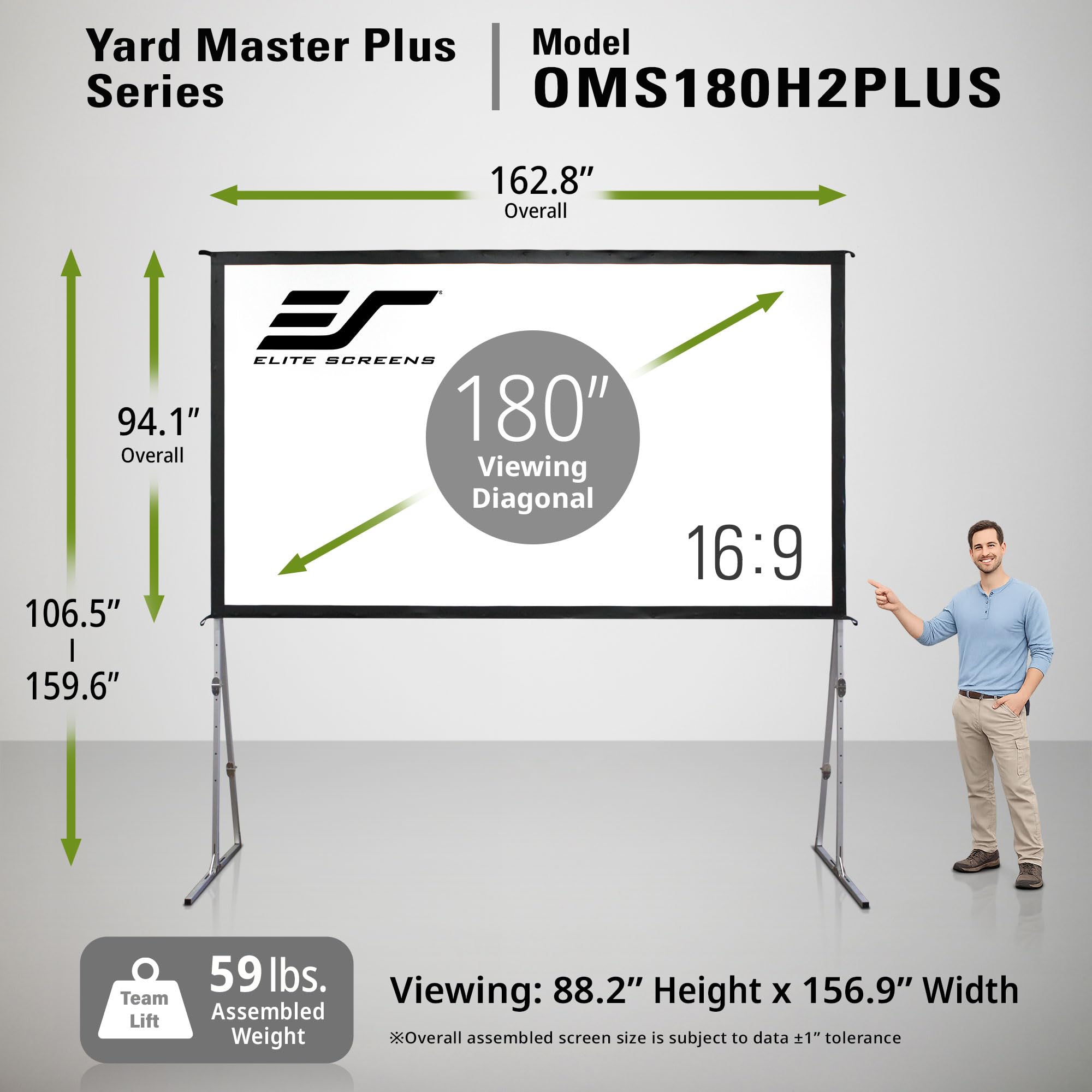 Elite Screens 100-inch Wraith Veil DUAL, 16:9, 0.8 Gain, 150° Viewing Angle, Front & Rear Projection Screen, Yardmaster 2 OMS100H2-Dual