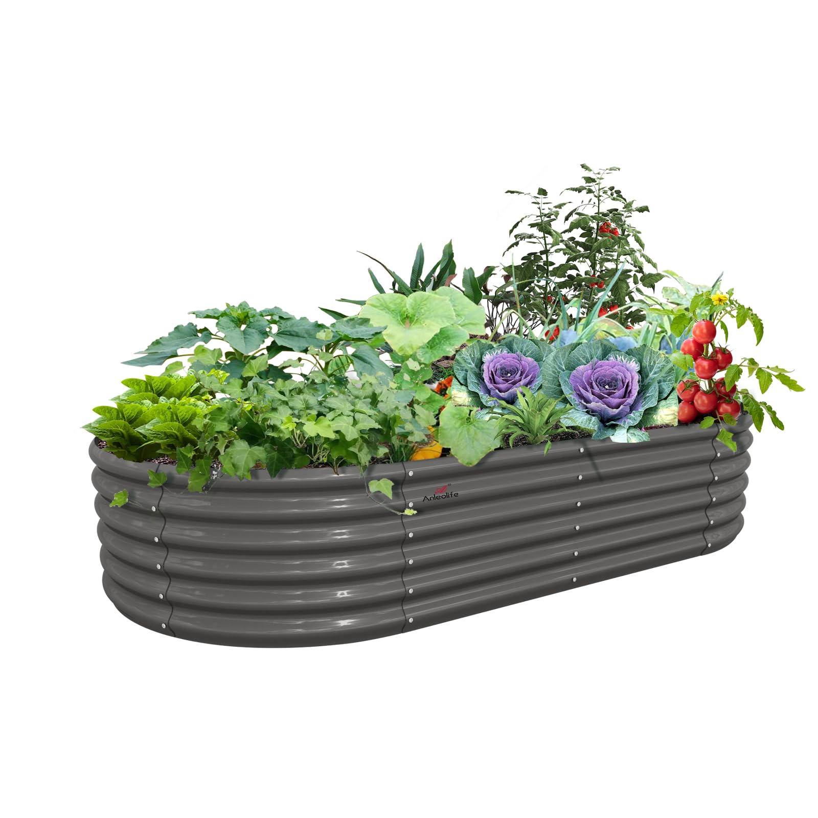 A ANLEOLIFE 2-Pack 3ft x 24” Tall Galvanized Raised Garden Beds Outdoor, Round Metal Planter Box for Planting Vegetables Flowers Herb, Anti-Rust & Easy-Setup, Quartz Grey