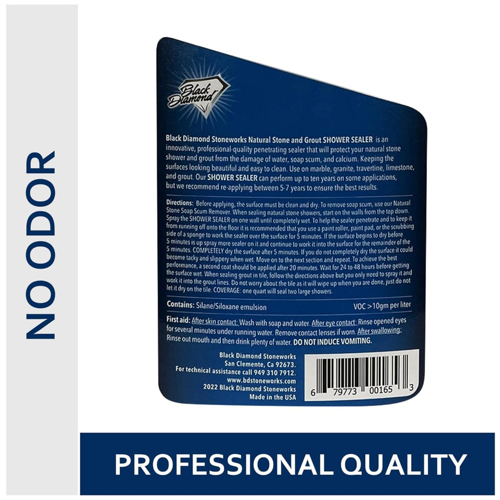 Natural Stone and Grout Penetrating Shower Sealer. Marble, Granite Travertine, Limestone. Protects Making Them Easy to Clean. Works Also on Grout in Tile, Ceramic, and Porcelain. 1-Quart