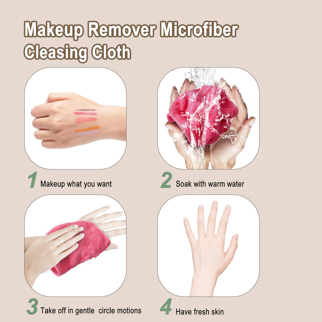 KODAMO Makeup Remover Cloth, Reusable Makeup Remover Pads Washable with Mesh Bag, Microfiber Makeup Removal Face Wash Cloths with Just Water, Gentle Soft, 12 Pack