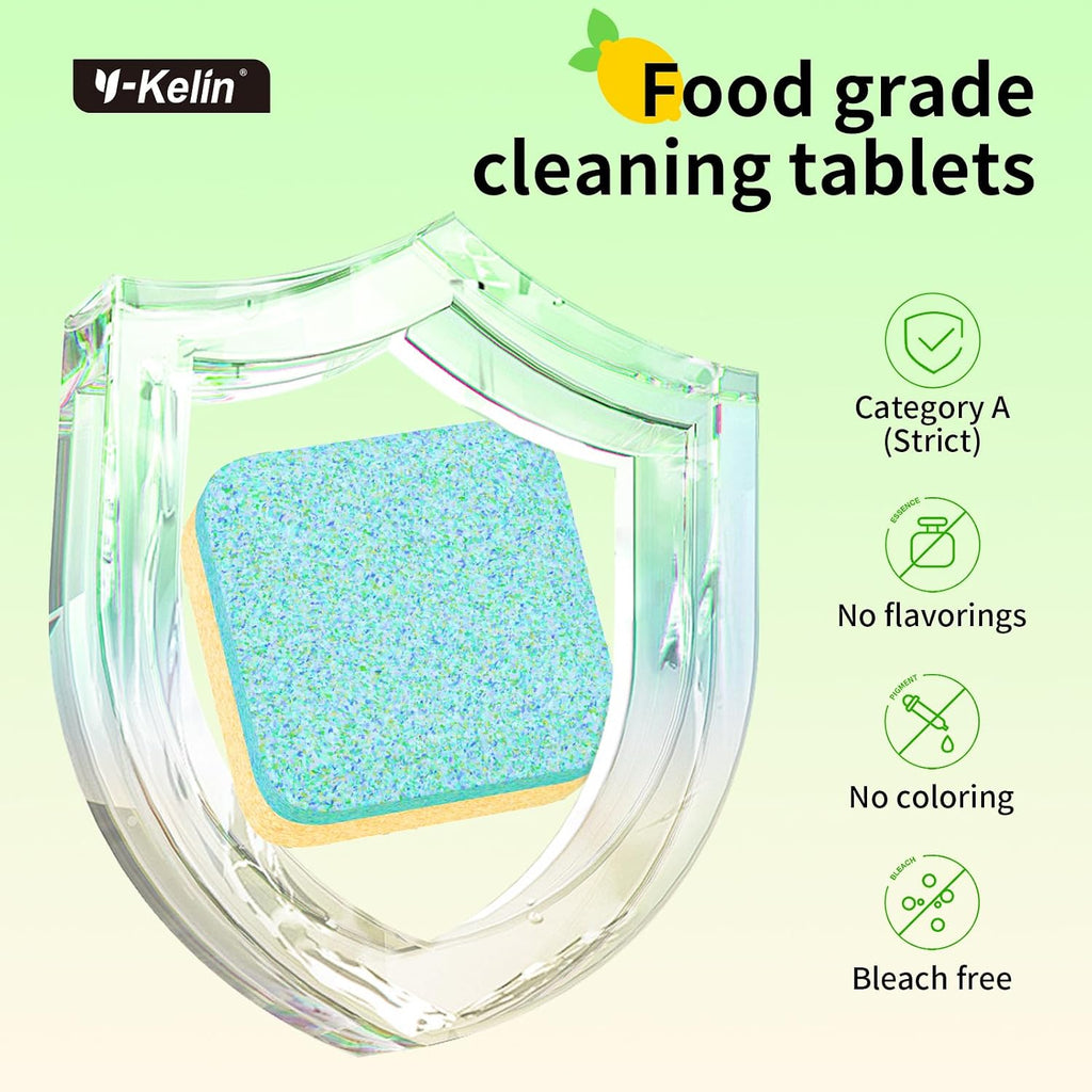 Dishwasher Cleaner and Deodorizer Tablets, Dishwasher Cleaning Tablets 24 Pack - Helps Remove Limescale & Odor, Prevents Buildup in Pipes, Safe for All Dishwashers, Lemon Scent - 12 Month Supply