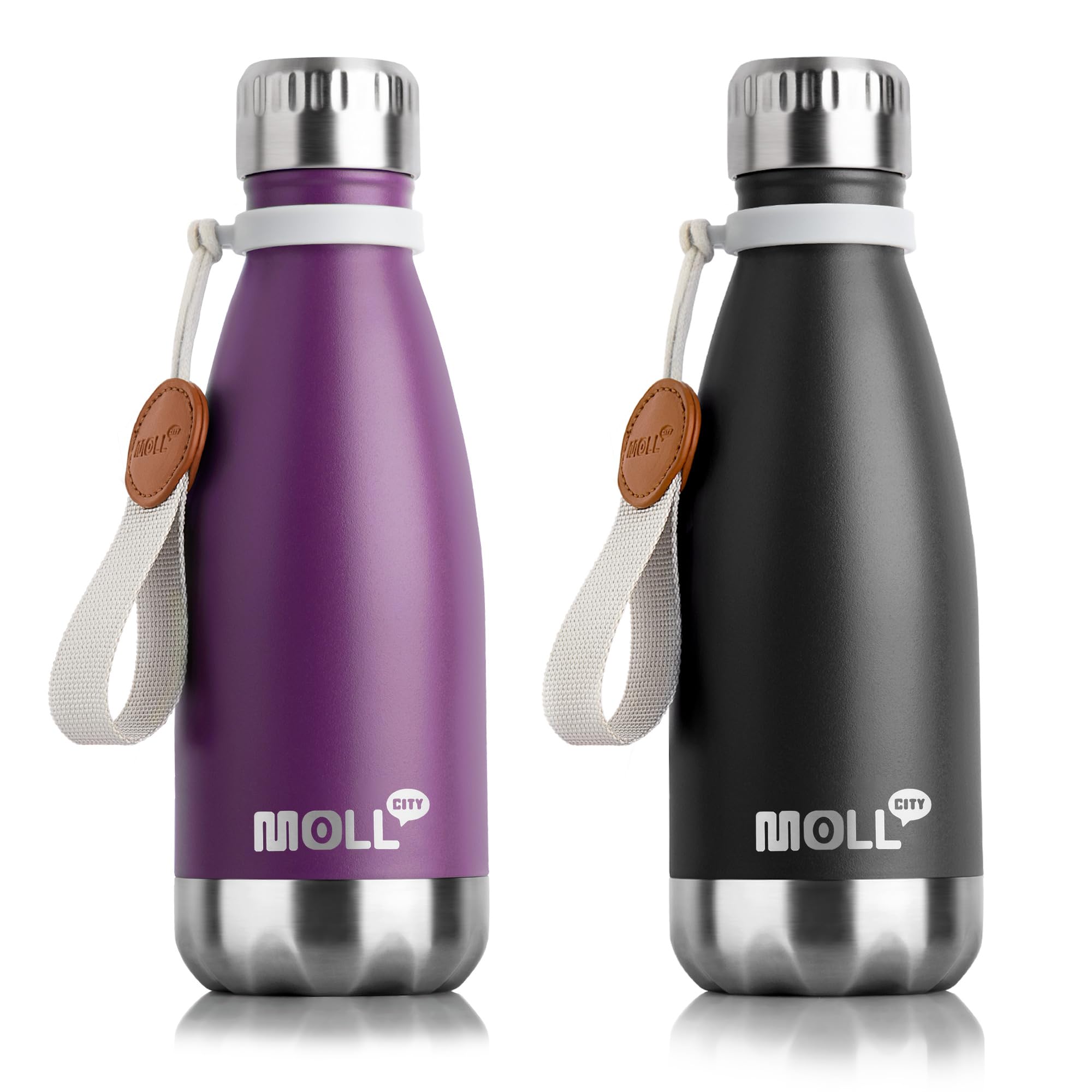 9 oz Water Bottle for Kids-Small Stainless Steel Water Bottle for School Vacuum Insulated Metal Leak Proof Cola Shape Water Flask for Boys Girls(Baby Blue)