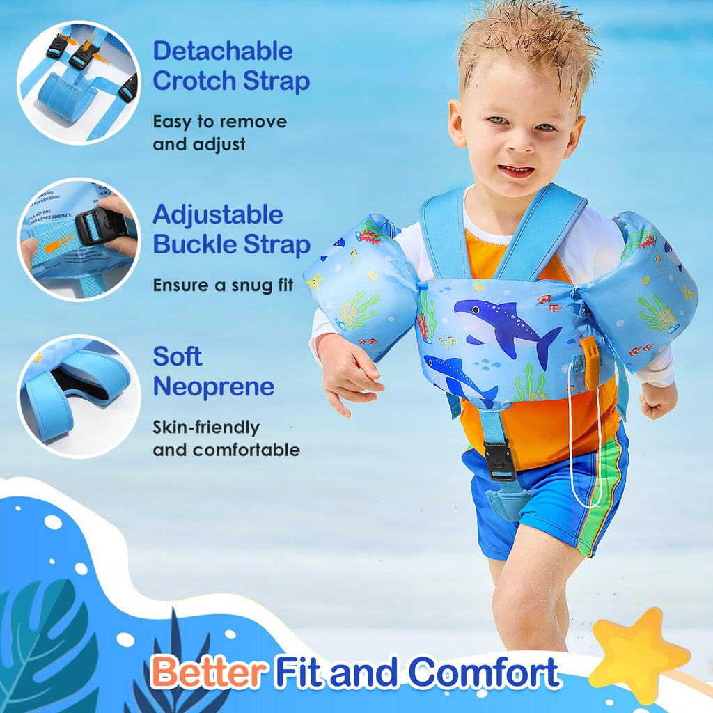 Moko Swim Arm Band for Kids 20-30-50 lbs, Cute Cartoon Toddler Swim Vest, Swimming Water Wings Pool Floaties Sleeve for Children Learn to Swim