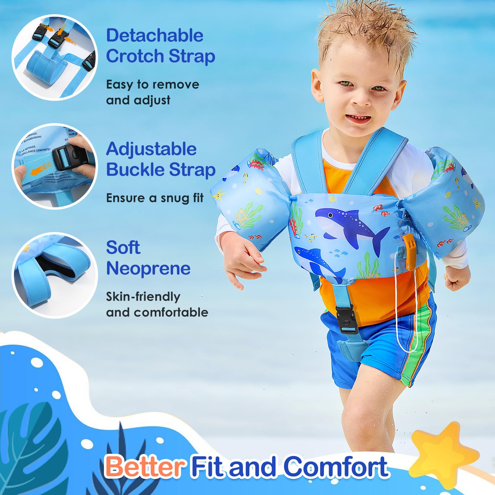 Moko Swim Arm Band for Kids 20-30-50 lbs, Cute Cartoon Toddler Swim Vest, Swimming Water Wings Pool Floaties Sleeve for Children Learn to Swim