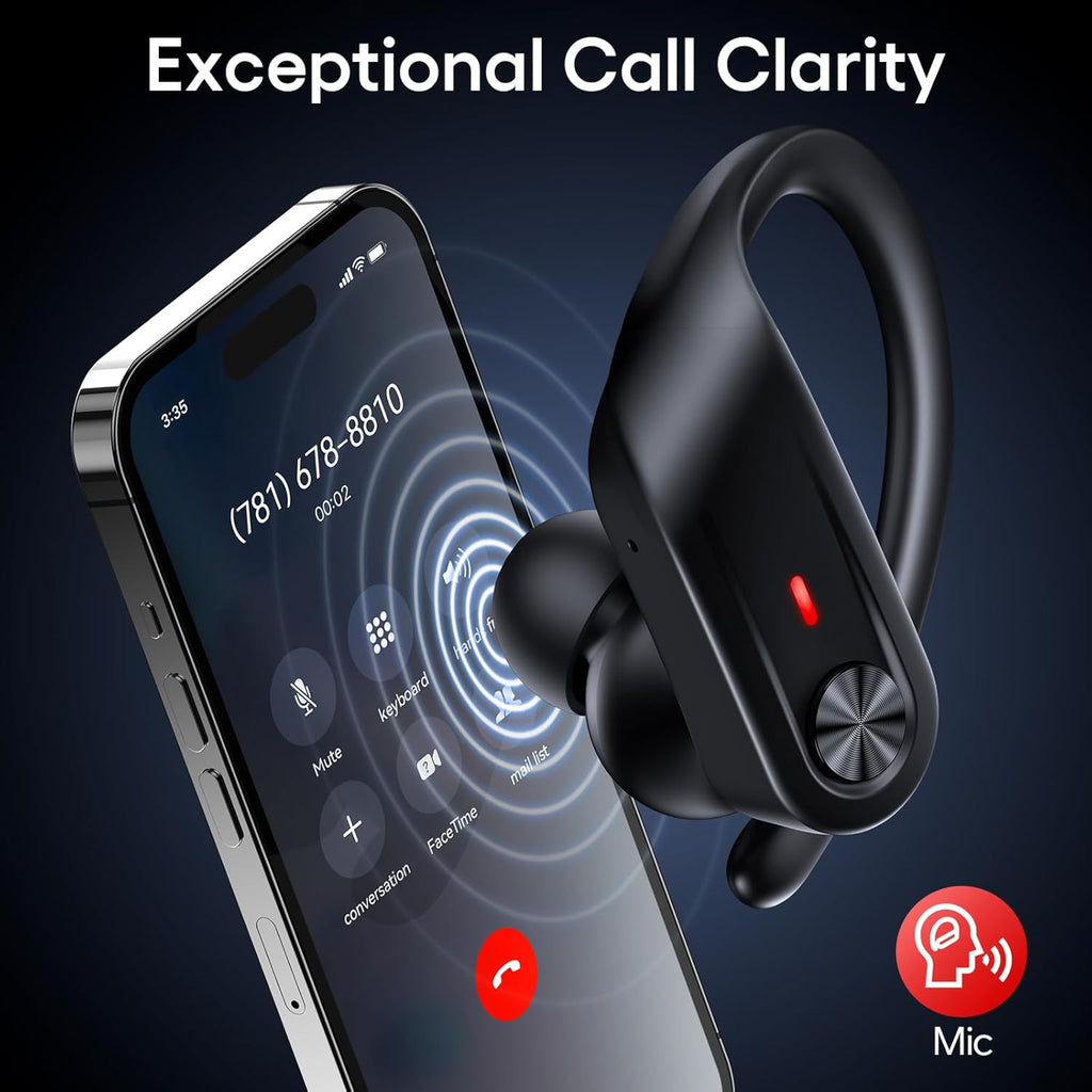 TAGRY Active Noise Cancelling Earbuds with Transparency Mode Bluetooth Headphones with Earhooks Sports