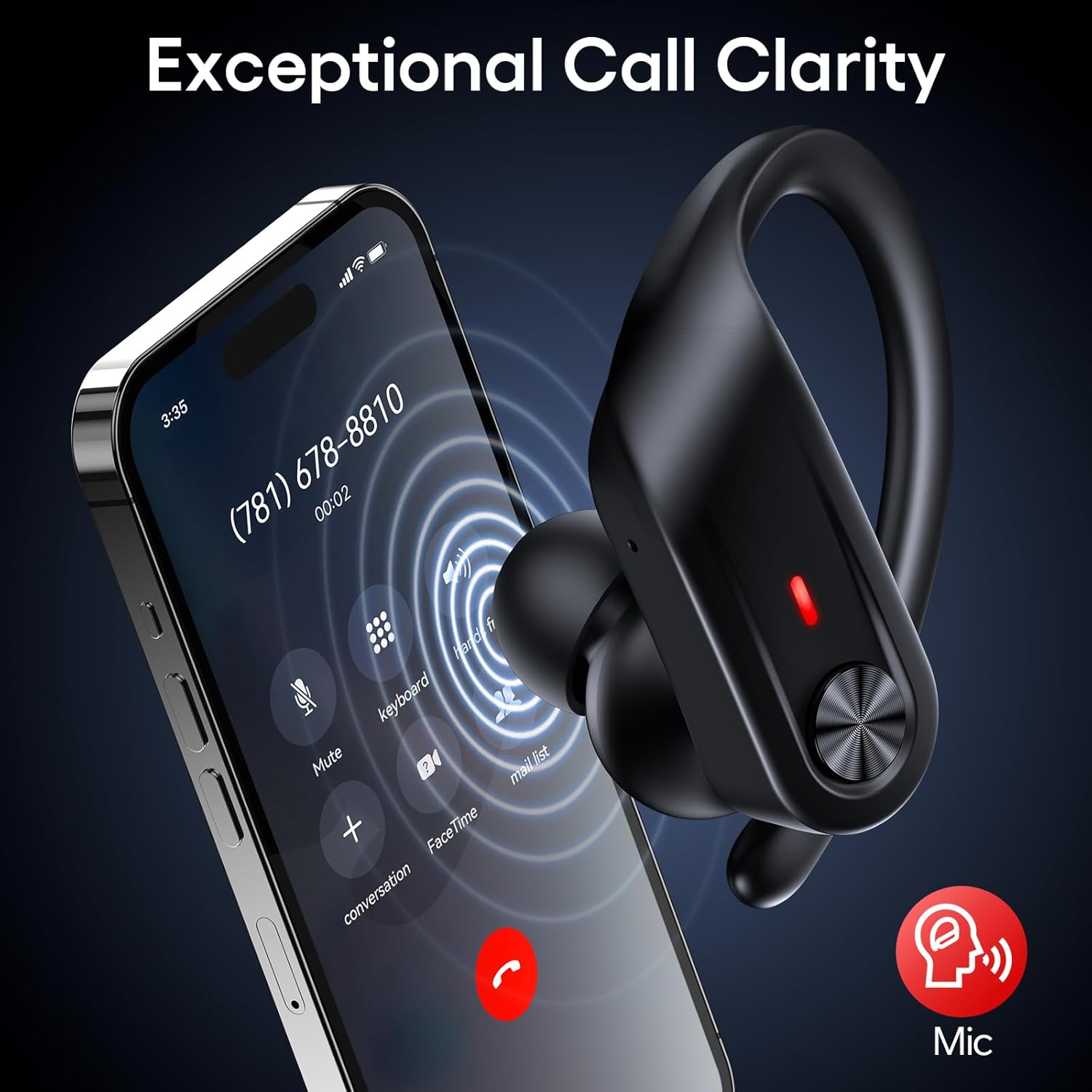 TAGRY Active Noise Cancelling Earbuds with Transparency Mode Bluetooth Headphones with Earhooks Sports