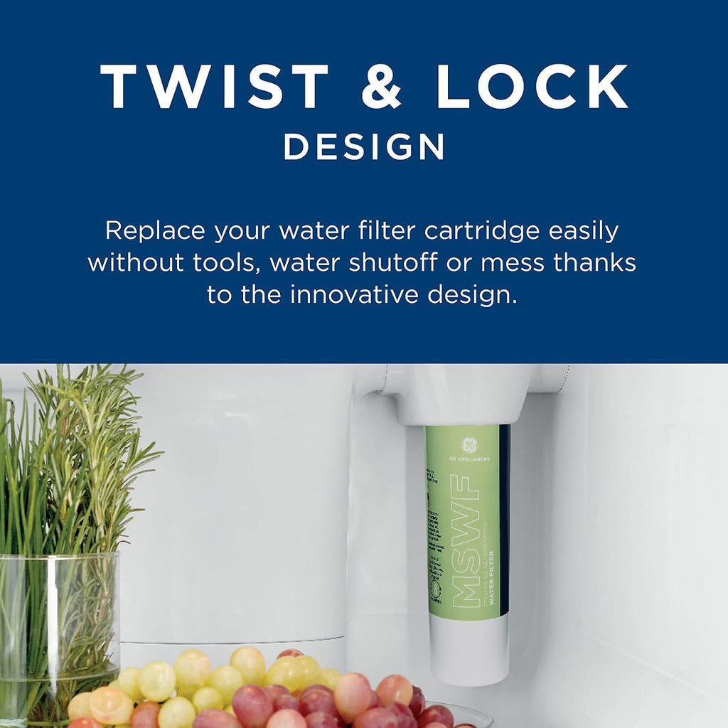 GE MSWF Refrigerator Water Filter | Certified to Reduce Lead, Sulfer, and 50+ Other Impurities| Pack of 1